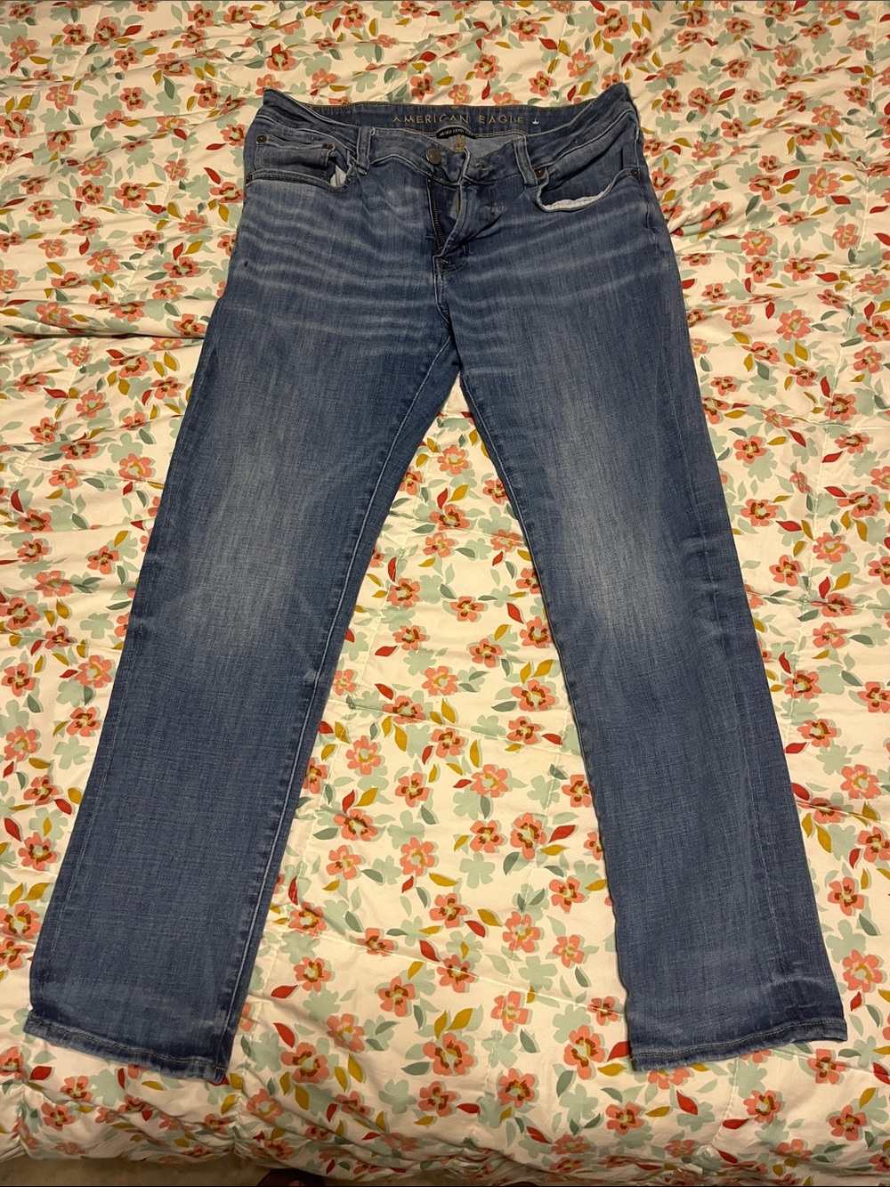 American Eagle Outfitters Faded Mid-Blue Straight Leg Jeans